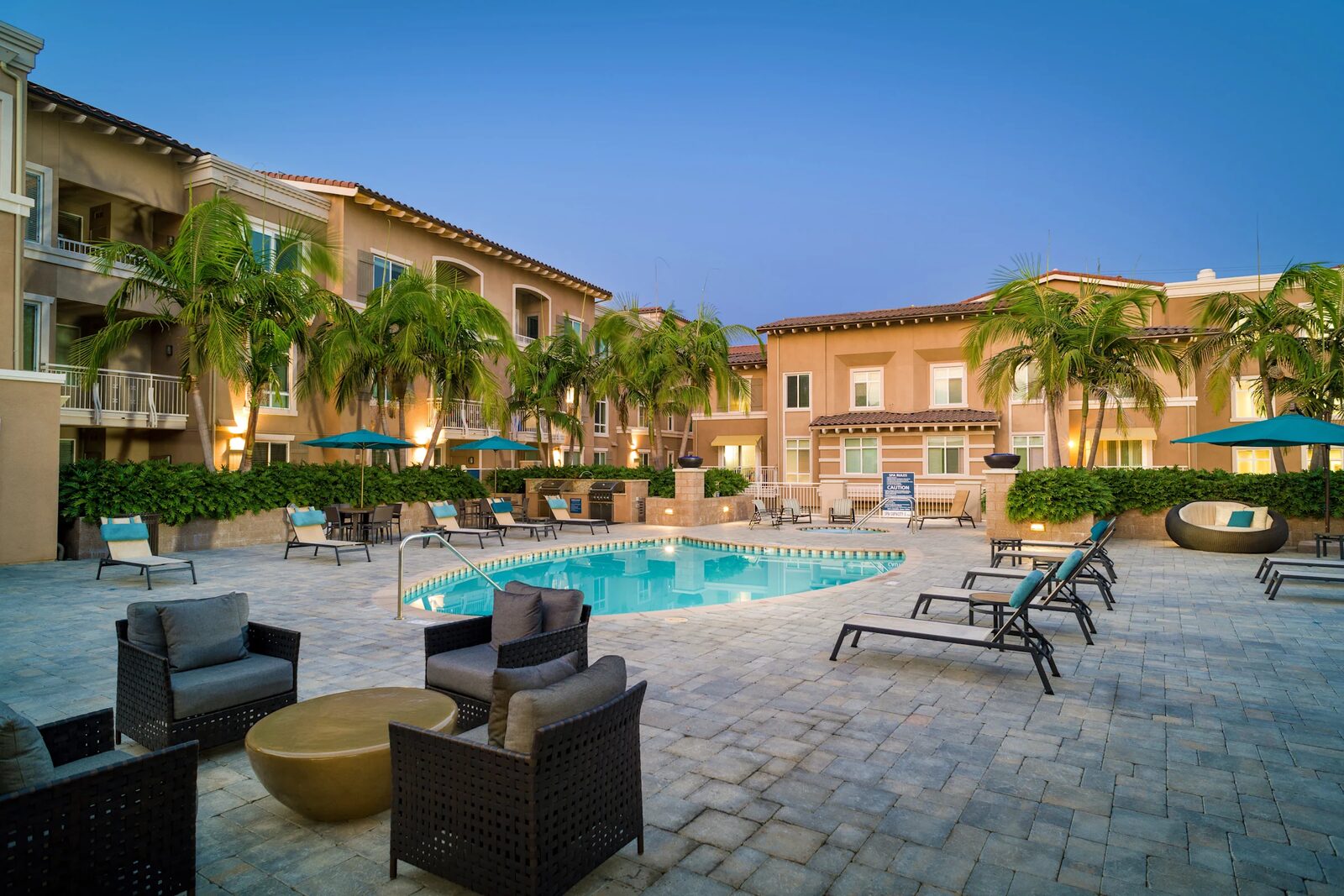 Altura pool deck at dusk